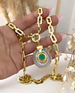 Collar Cuarzo Drusa verde eslabones aplanados gold - Miniatura 1