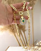 Collar Cuarzo Drusa verde eslabones aplanados gold - Miniatura 2