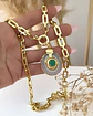 Collar Cuarzo Drusa verde eslabones aplanados gold - Miniatura 3