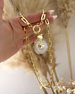 Collar Cuarzo Y Perla Central eslabones aplanados gold  - Miniatura 5