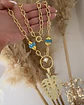 Collar XL Maxi Hoja con turquesa y punto luz gold - Miniatura 4