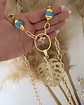 Collar XL Maxi Hoja con turquesa y punto luz gold - Miniatura 5