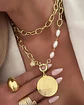 Collar XL Maxi Medallón San Benito a Perlas y punto luz gold - Miniatura 5