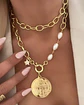 Collar XL Maxi Medallón San Benito a Perlas y punto luz gold - Miniatura 3