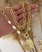 Collar XL Maxi Medallón San Benito a Perlas y punto luz gold - Miniatura 2