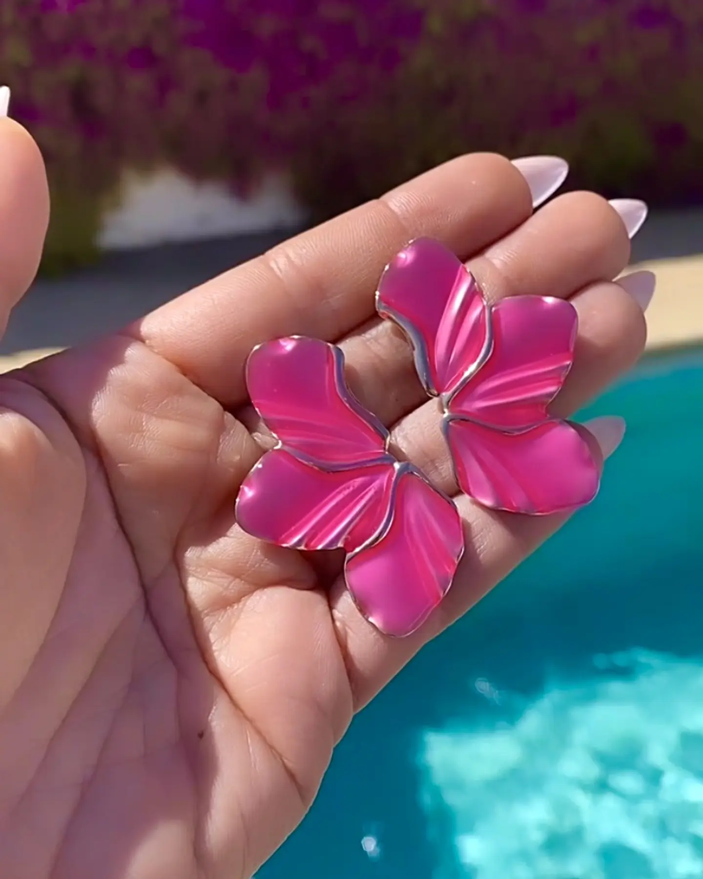 Aros Maxi Pétalos Fucsia  Gold  3