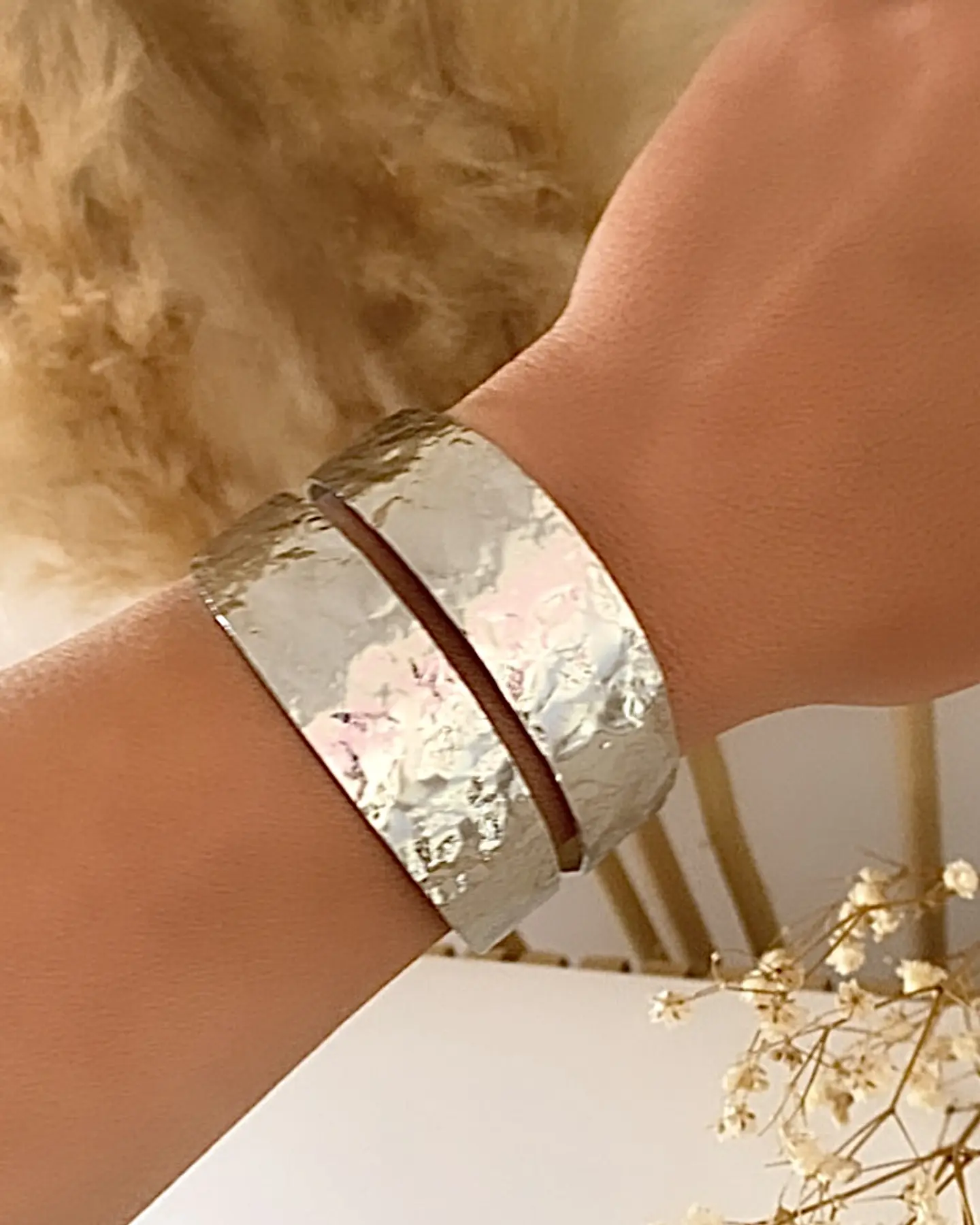 Esclava Martillada Doble Silver 2