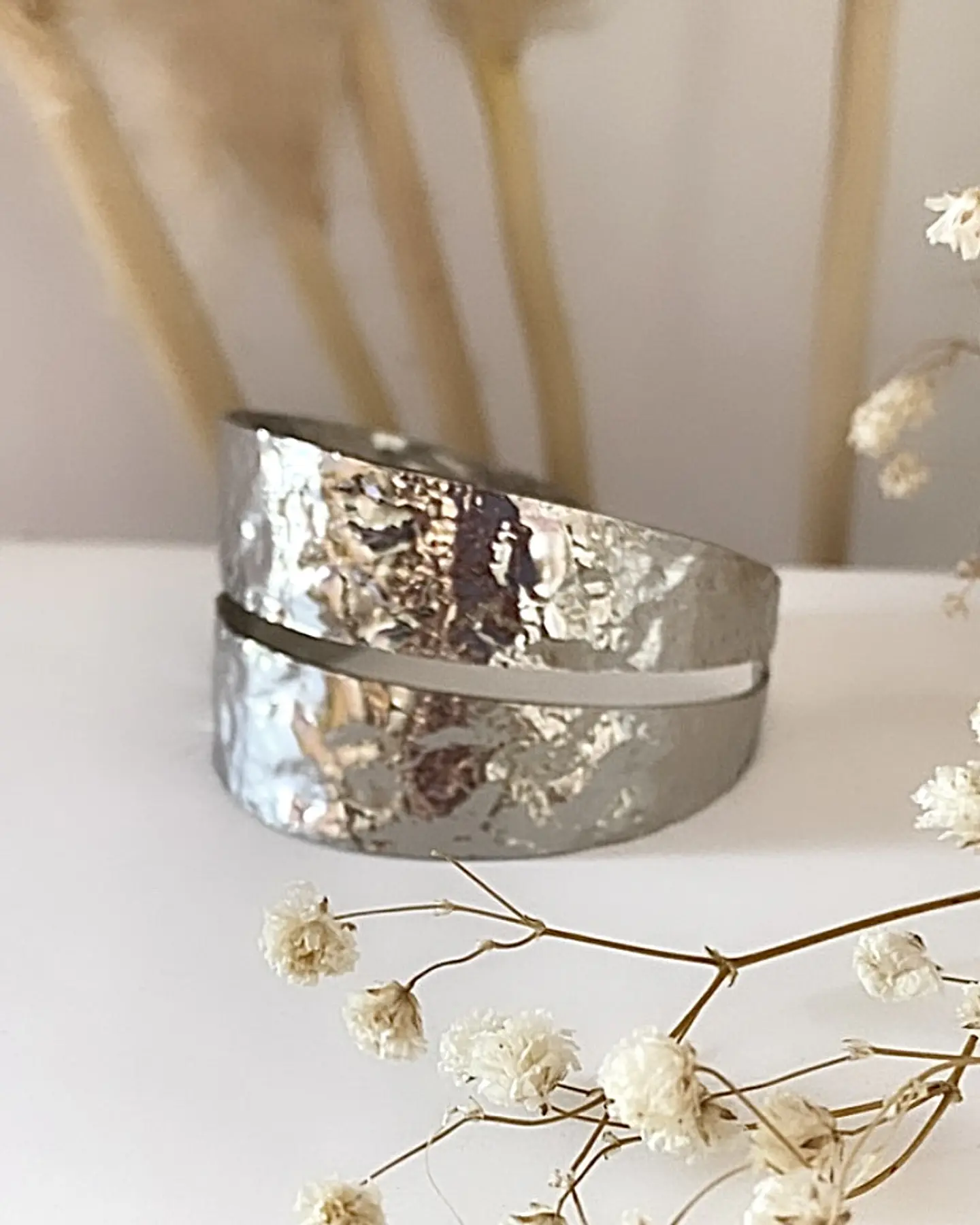 Esclava Martillada Doble Silver 3