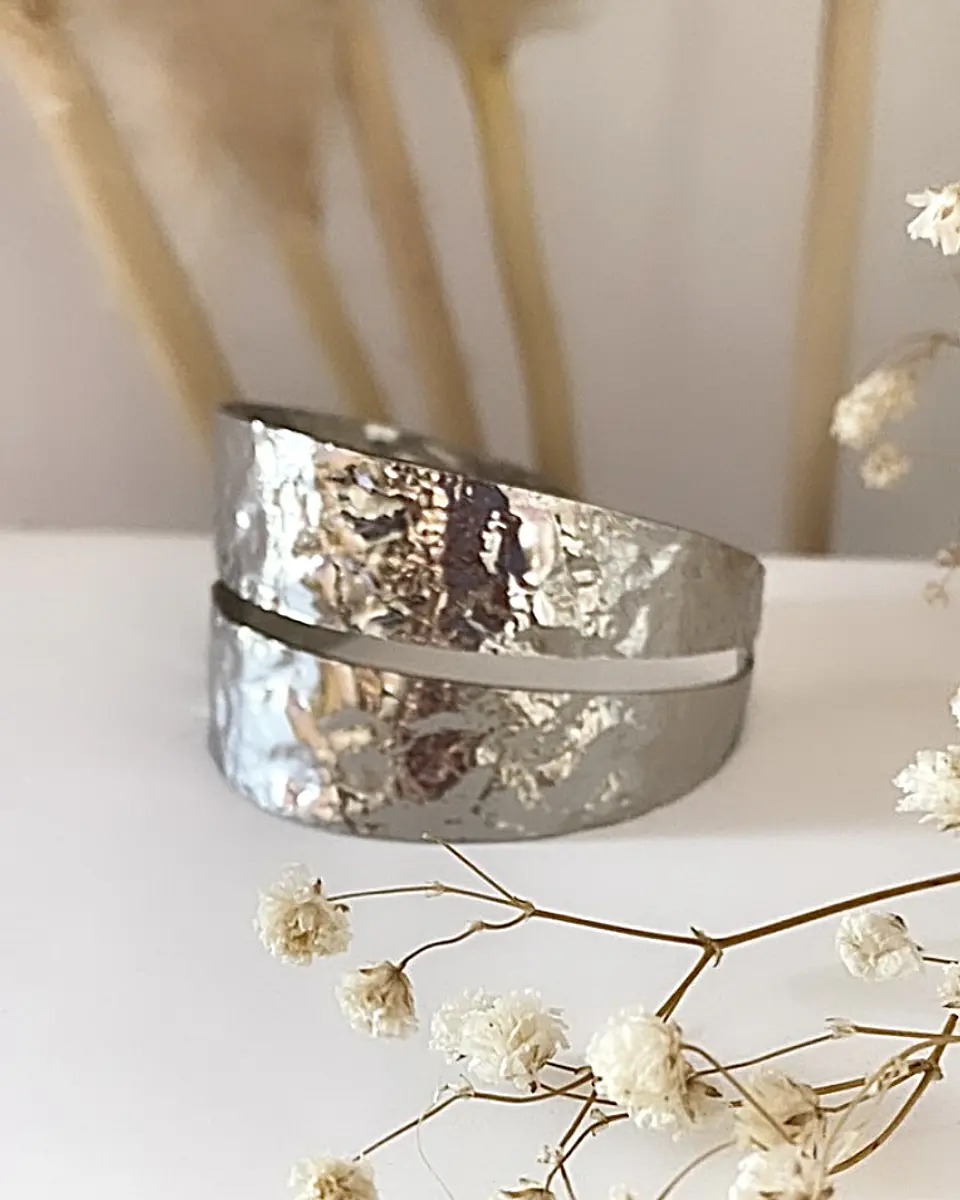 Esclava Martillada Doble Silver 3
