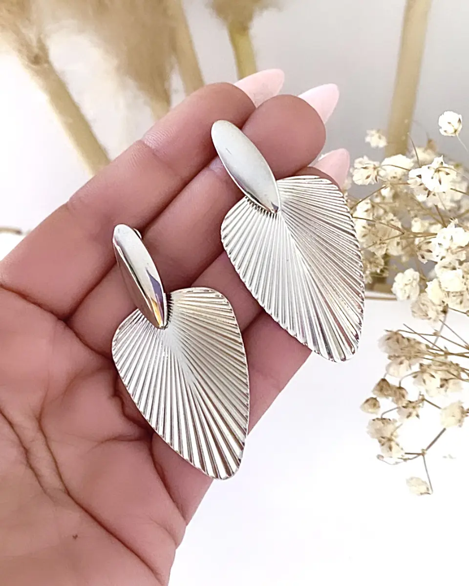 Aros Hoja Abanico Silver 3