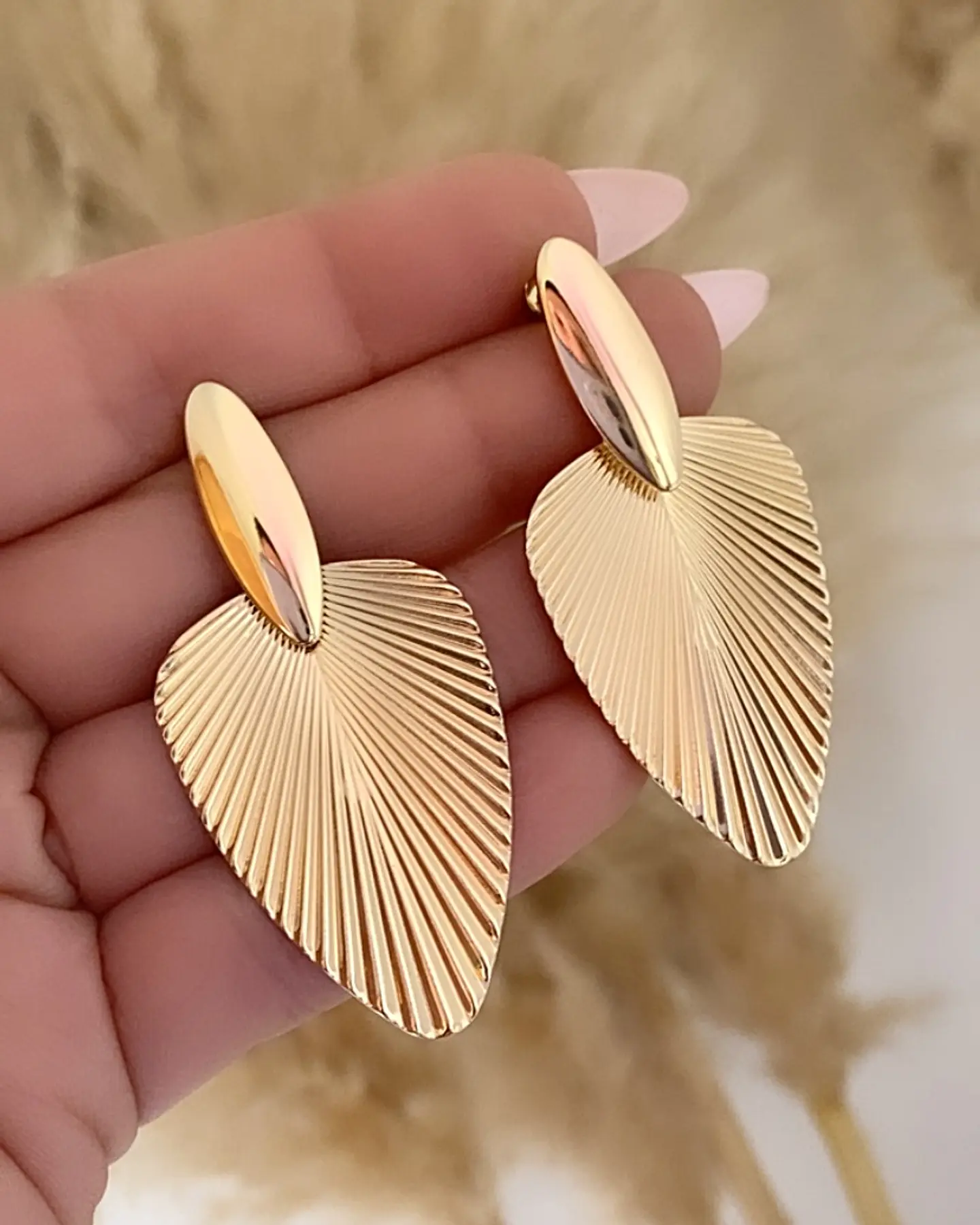 Aros Hoja Abanico Gold 4