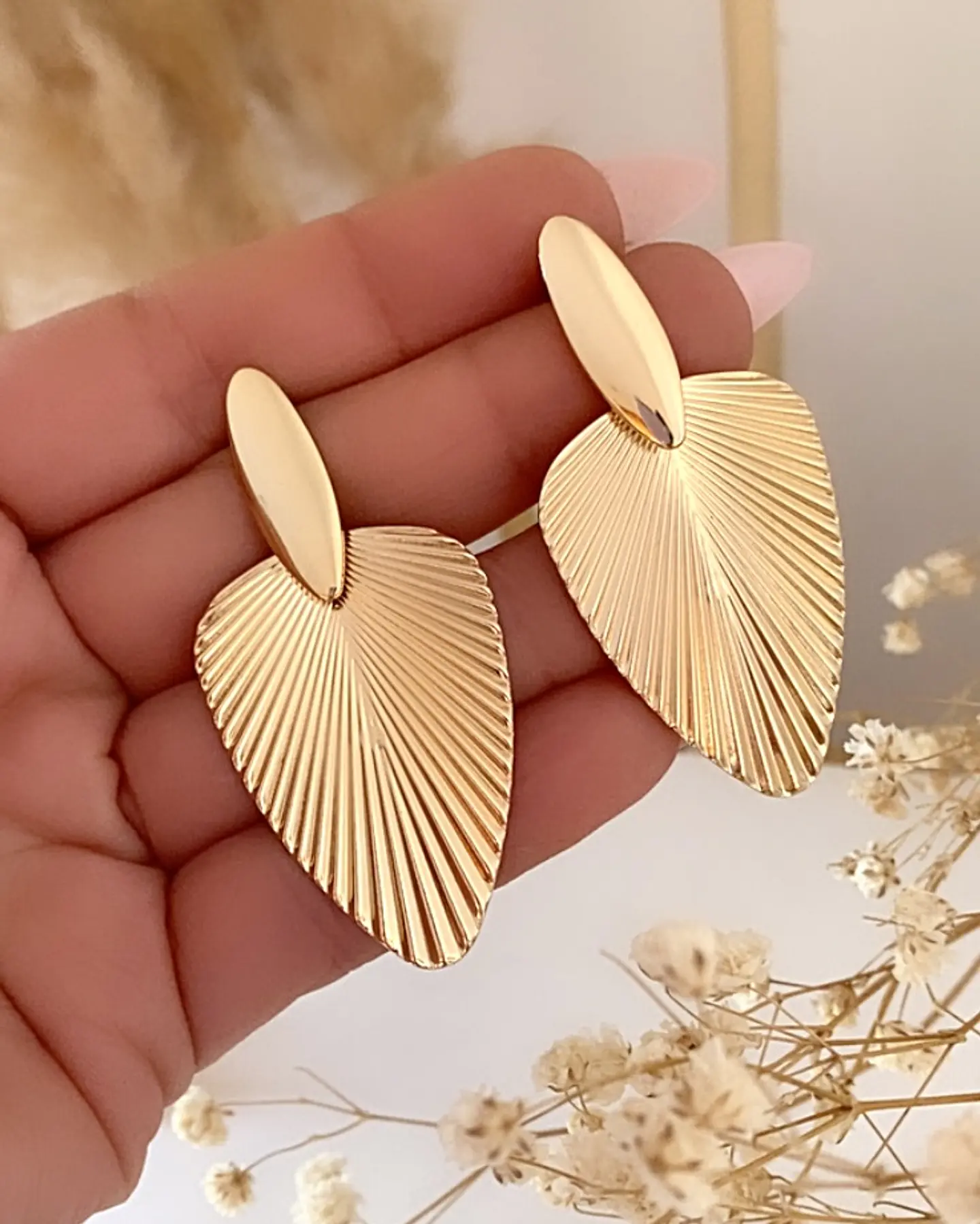 Aros Hoja Abanico Gold 2