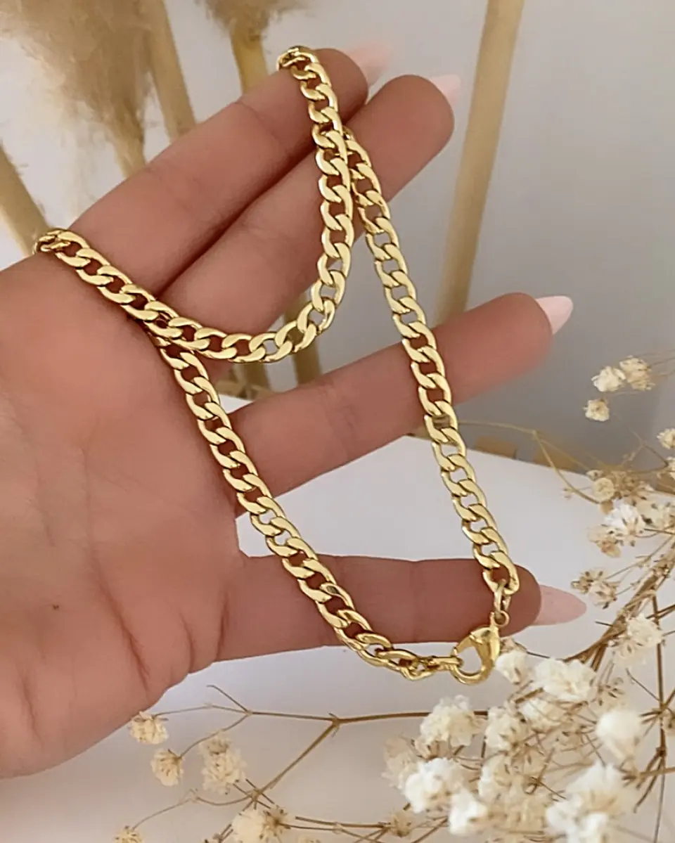 Collar Choker Cadena Cubana Gold 1