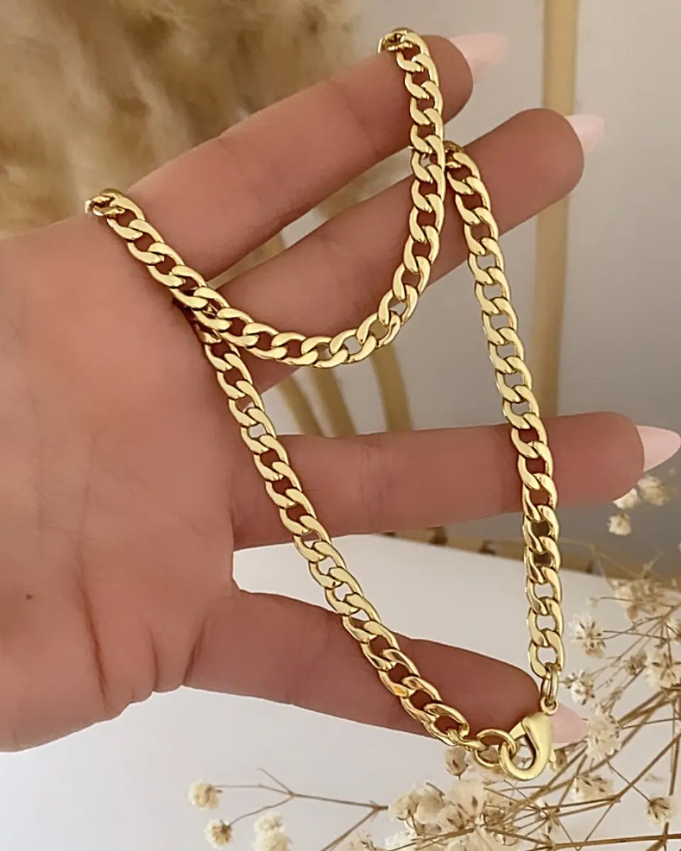 Collar Choker Cadena Cubana Gold 2