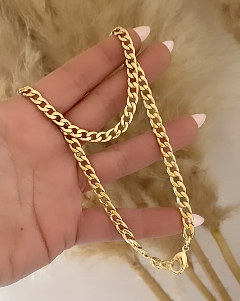Collar Choker Cadena Cubana Gold 3