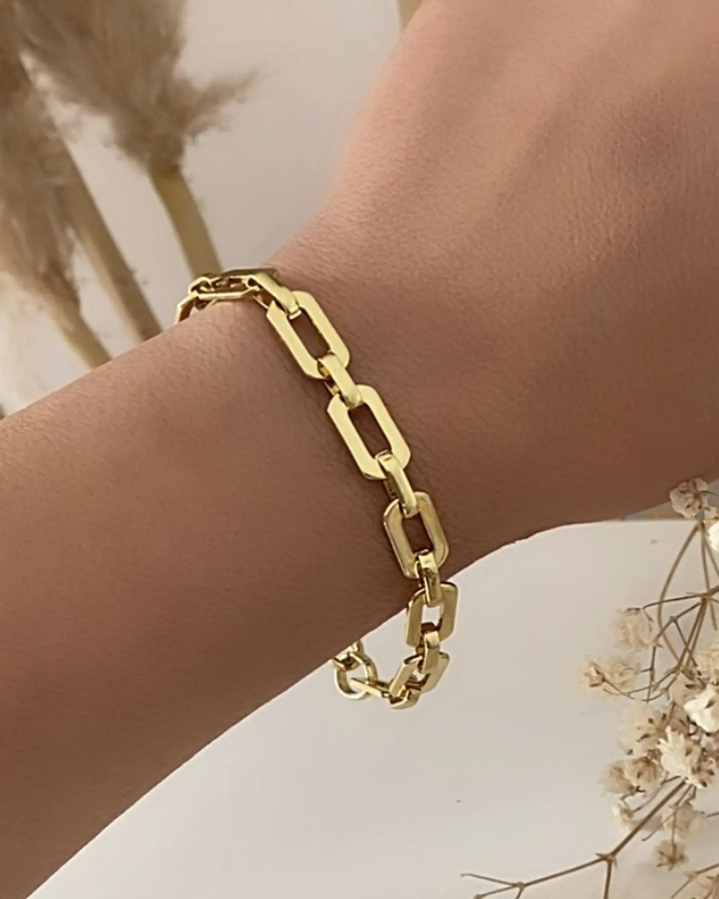 Pulsera Eslabones Aplanados Gold 2