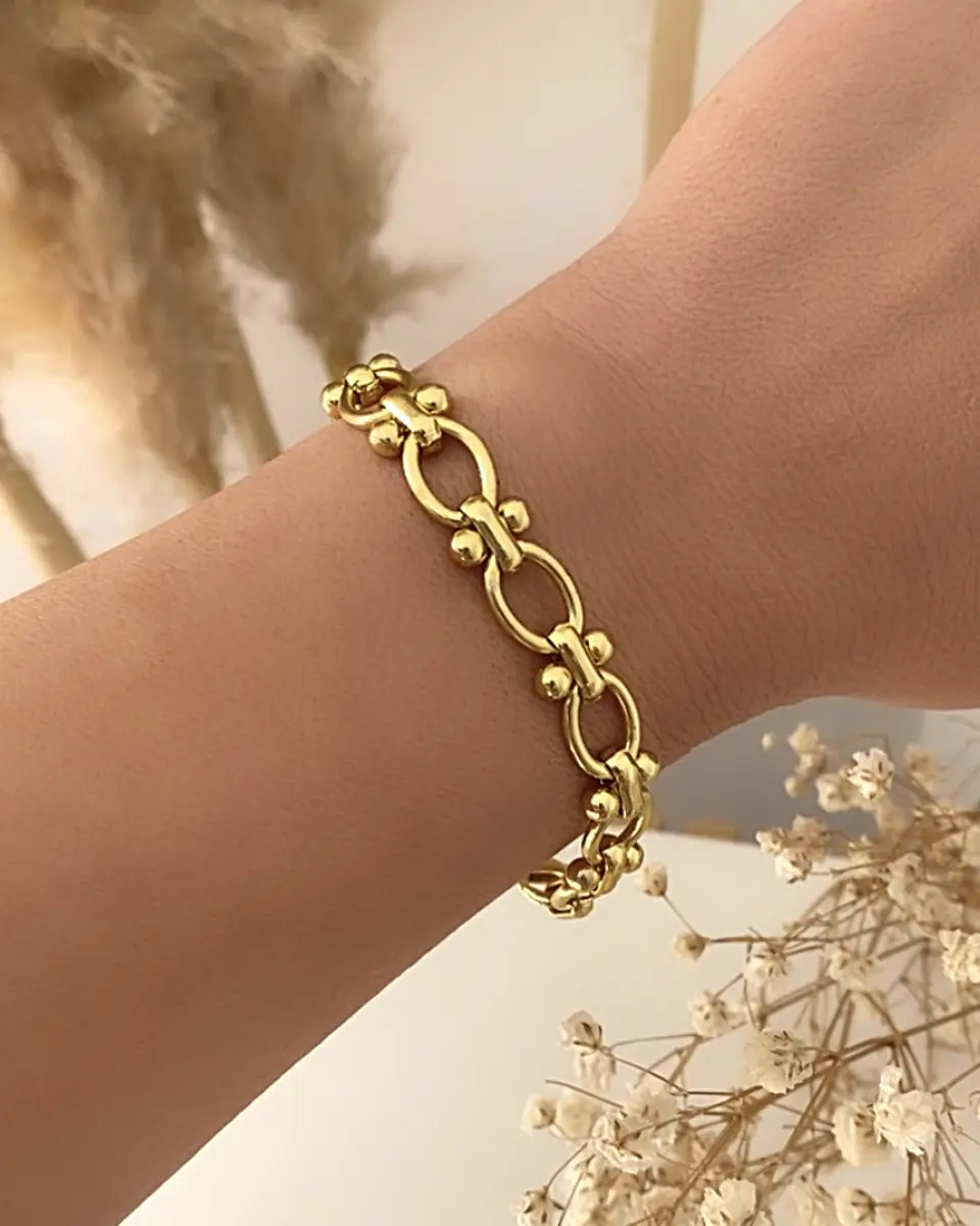 Pulsera Maxi Eslabones mixtos Gold  3