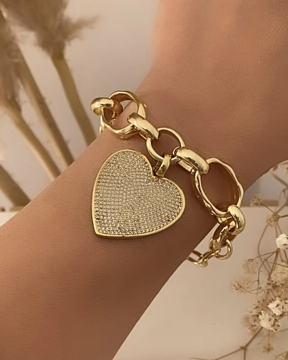 Pulsera Maxi Corazon Circones Gold 1