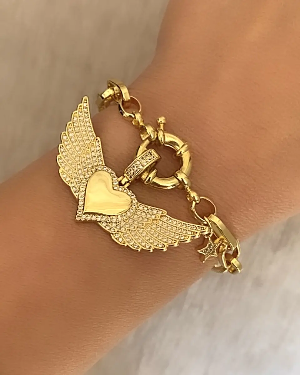 Pulsera Corazón Alado Circones Gold  3