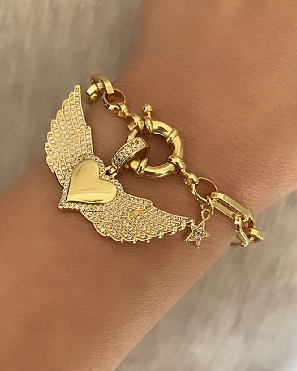 Pulsera Corazón Alado Circones Gold  4
