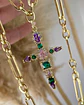 Collar Cruz Cristales Cadena mixta Gold - Miniatura 3