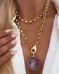 Collar XL Amatista Cuarzo Drusa eslabones rolo gold - Miniatura 5