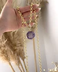 Collar XL Amatista Cuarzo Drusa eslabones rolo gold - Miniatura 7