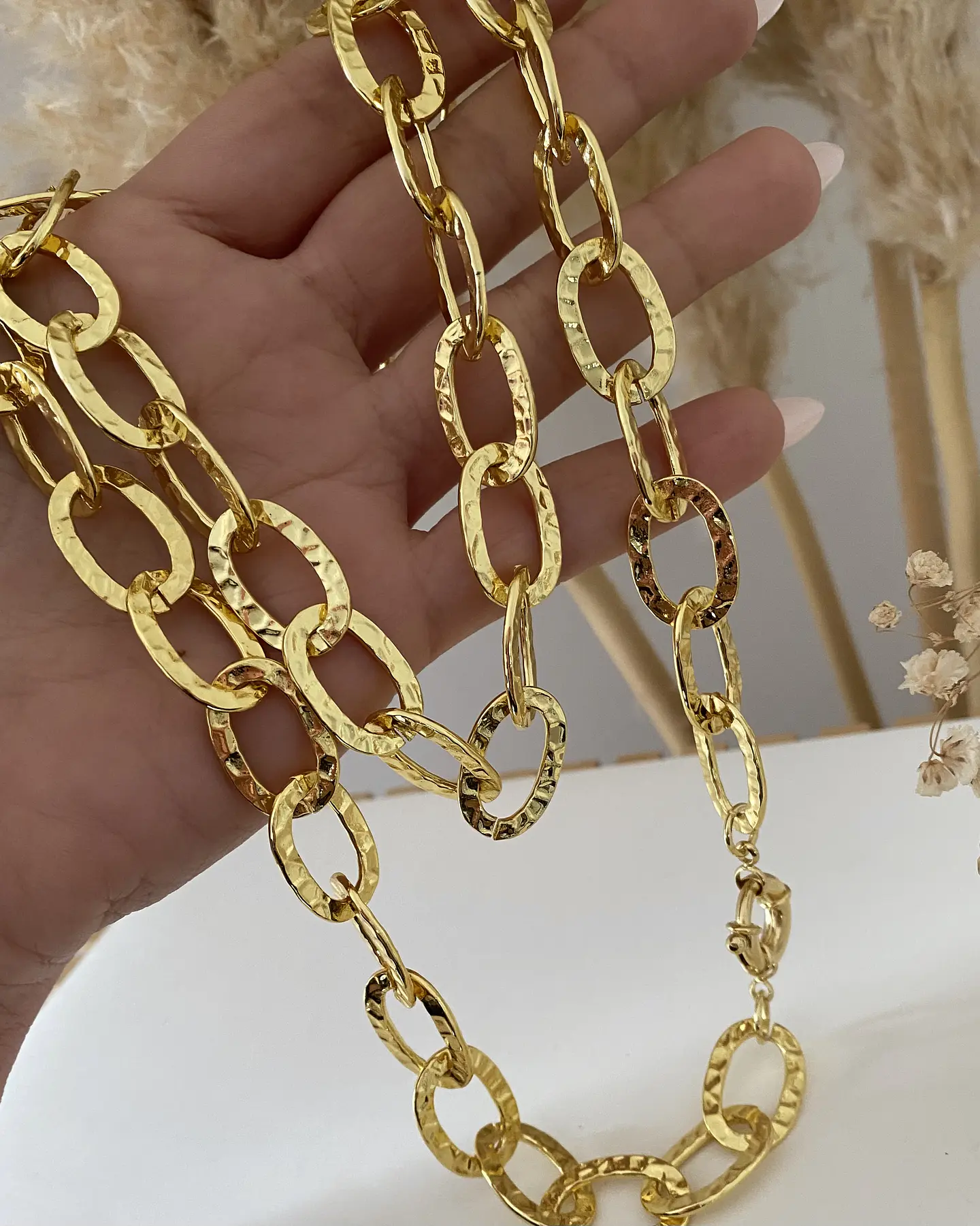 Collar XL Maxi Eslabones Martillados Gold  6