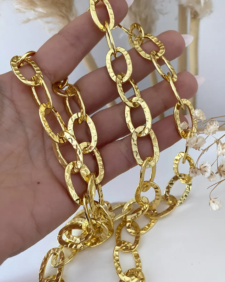 Collar XL Maxi Eslabones Martillados Gold  4