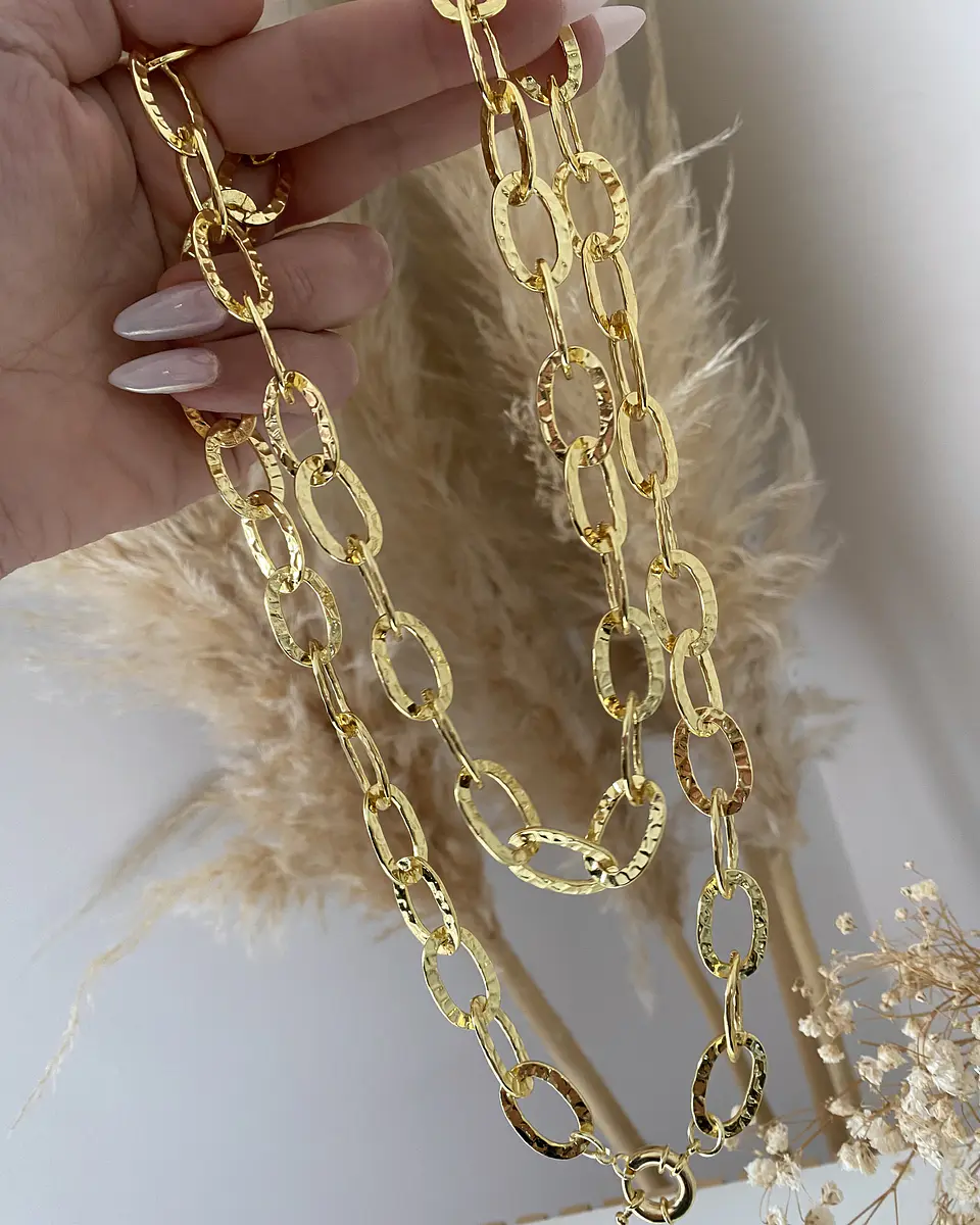 Collar XL Maxi Eslabones Martillados Gold  7