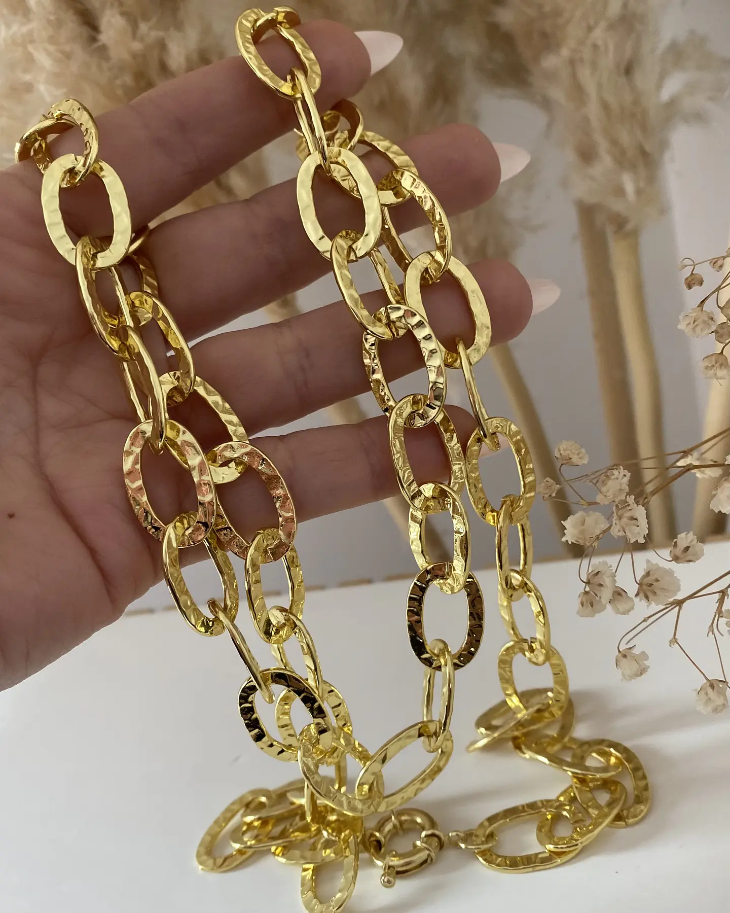 Collar XL Maxi Eslabones Martillados Gold  8