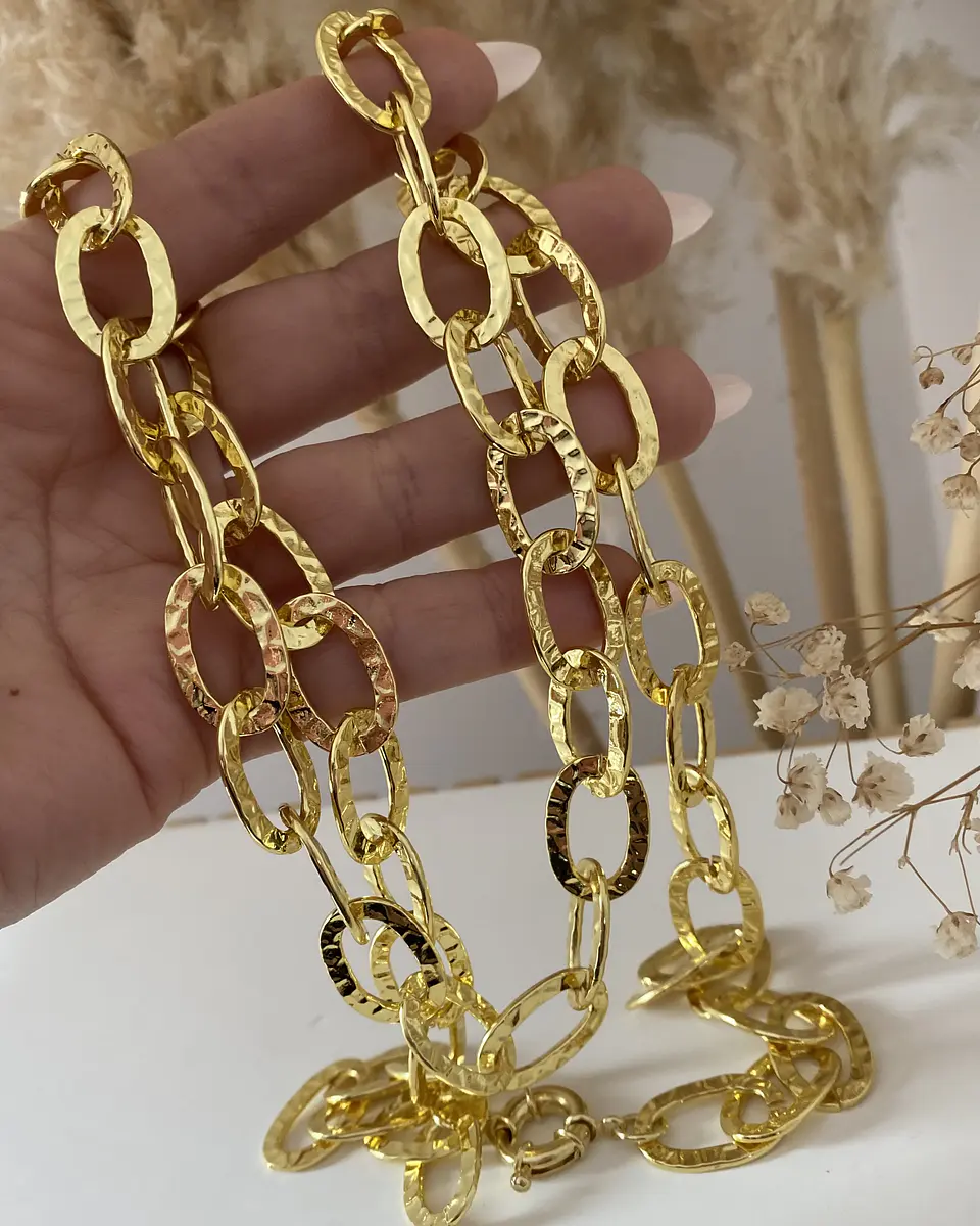 Collar XL Maxi Eslabones Martillados Gold  8