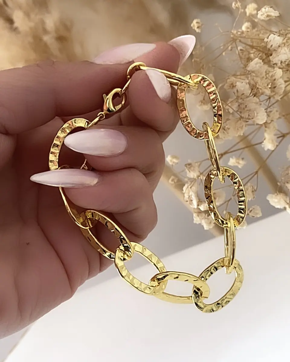 Pulsera Maxi Eslabones Martillados Simple 1