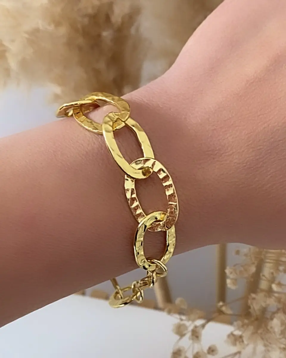 Pulsera Maxi Eslabones Martillados Simple 2