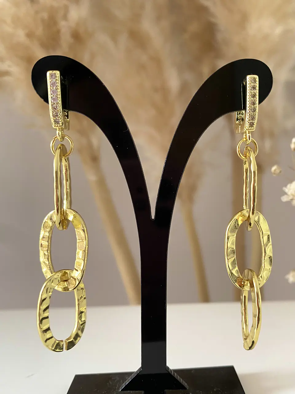 Aros Maxi Eslabones Martillados Gold 2
