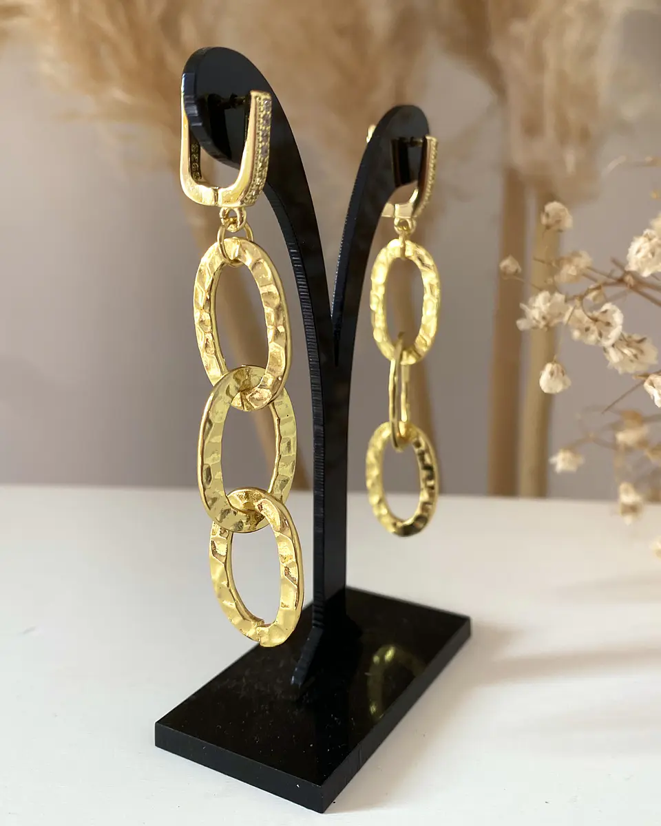 Aros Maxi Eslabones Martillados Gold 3