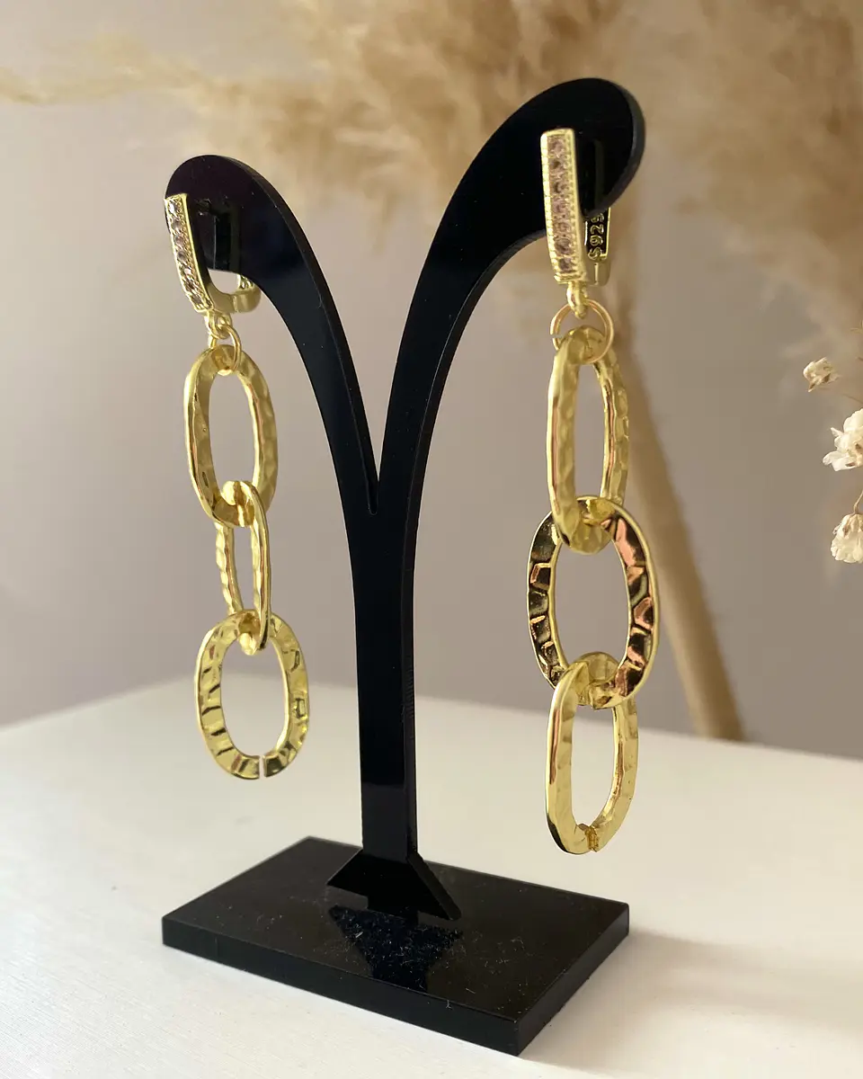 Aros Maxi Eslabones Martillados Gold 4