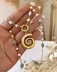 Collar Caracola Perlas y Piedra amazonita gold - Miniatura 3