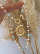 Collar Caracola Perlas y Piedra amazonita gold - Miniatura 4