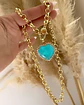 Collar Maxi Corazon Turquesa eslabones rollo gold - Miniatura 6