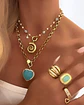 Collar Maxi Corazon Turquesa eslabones rollo gold - Miniatura 4