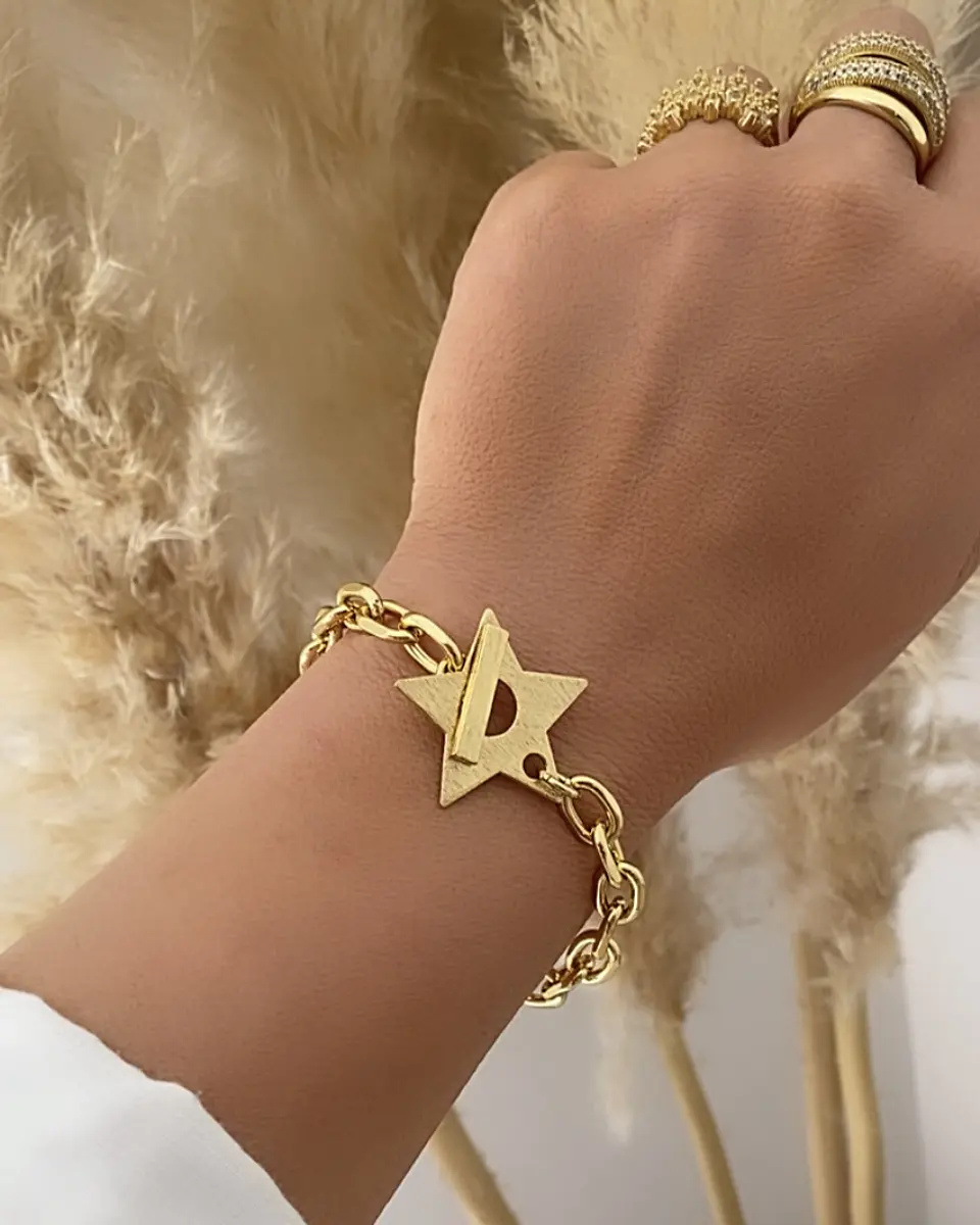 Pulsera Broche Estrella Lijada gold 1