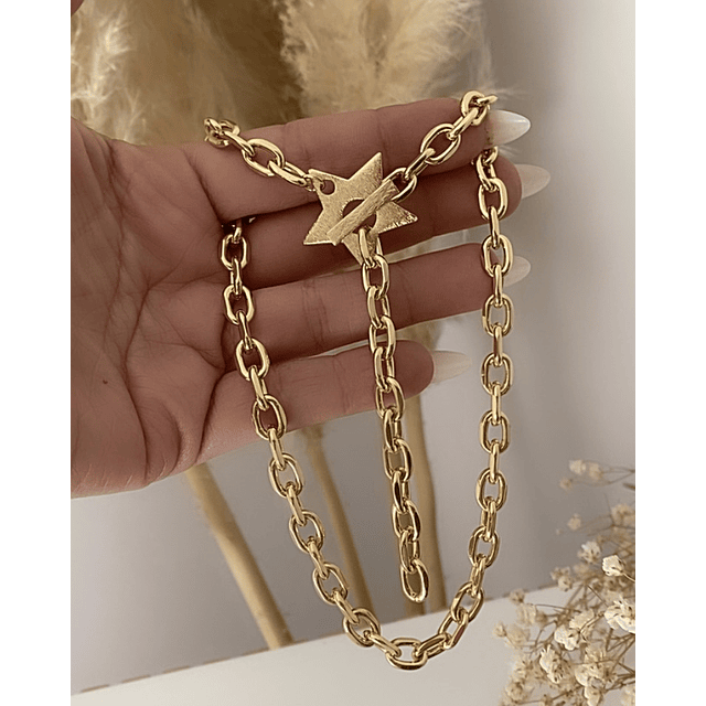 Collar Broche Estrella Lijada Gold 