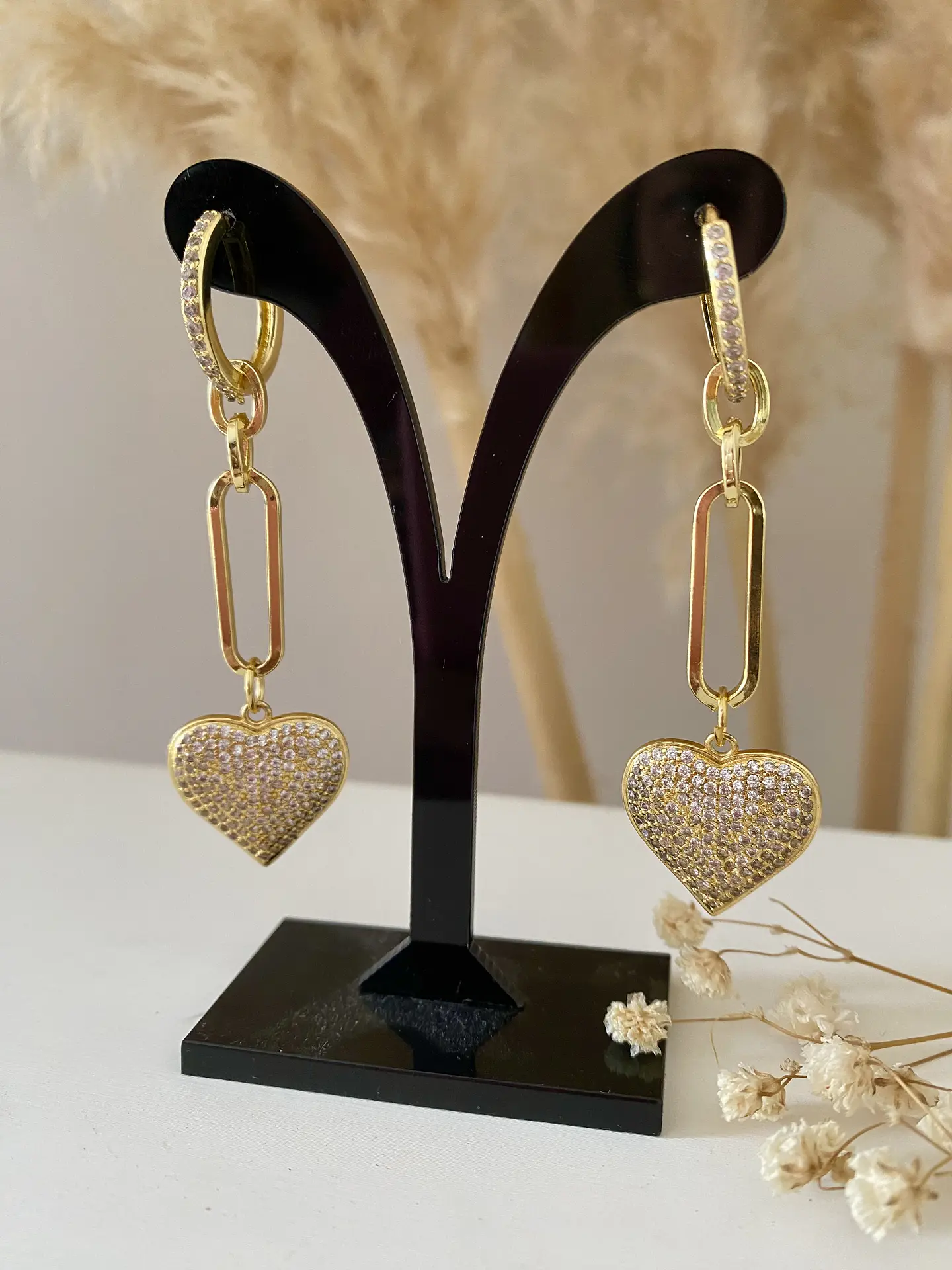 Aros Largos Corazón Circones Gold 1