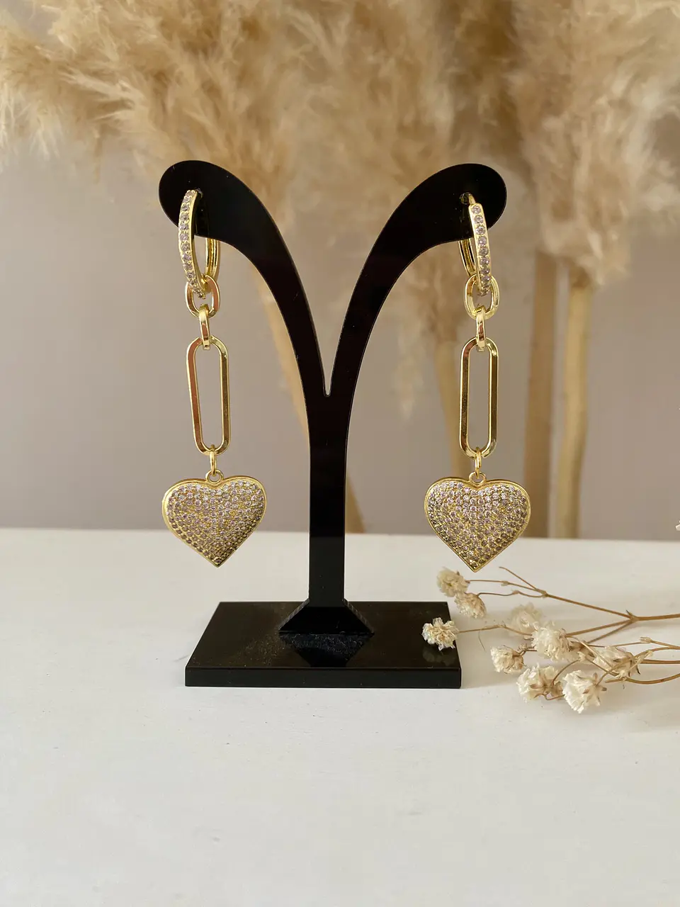 Aros Largos Corazón Circones Gold 3