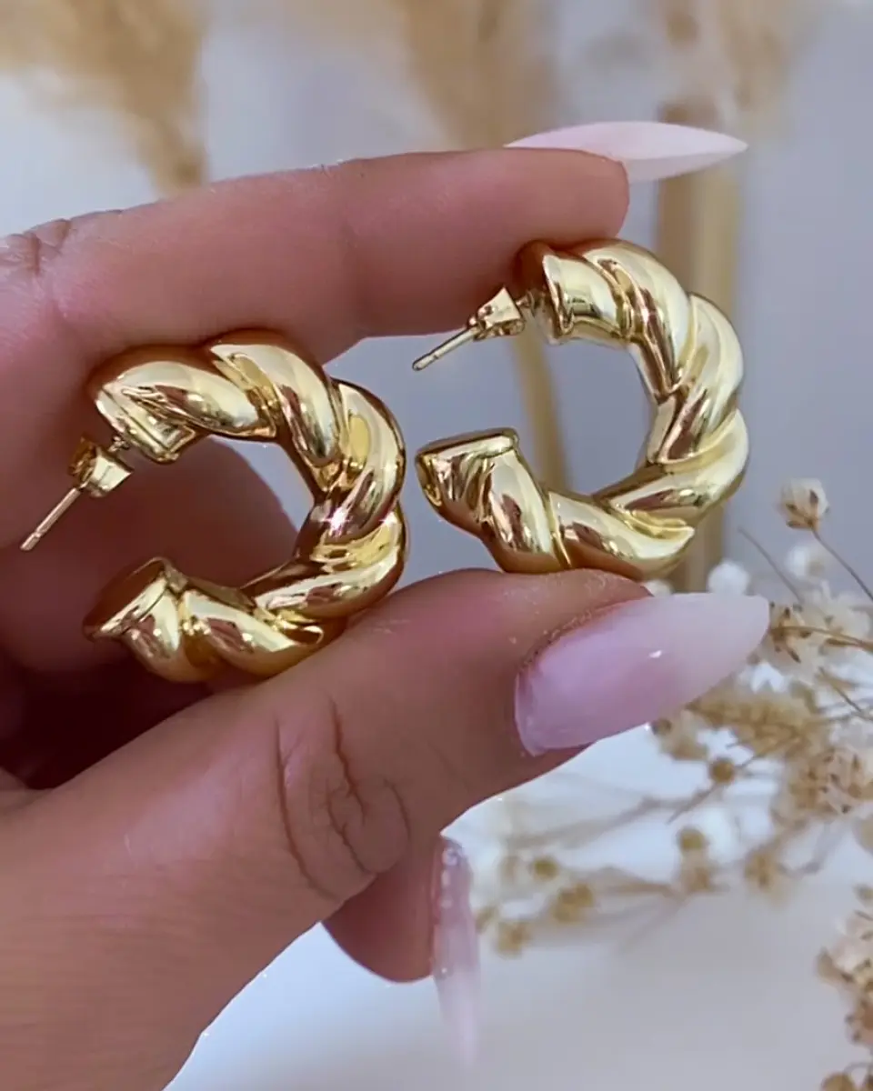Aros Argolla Turbillon Gruesa Gold 1
