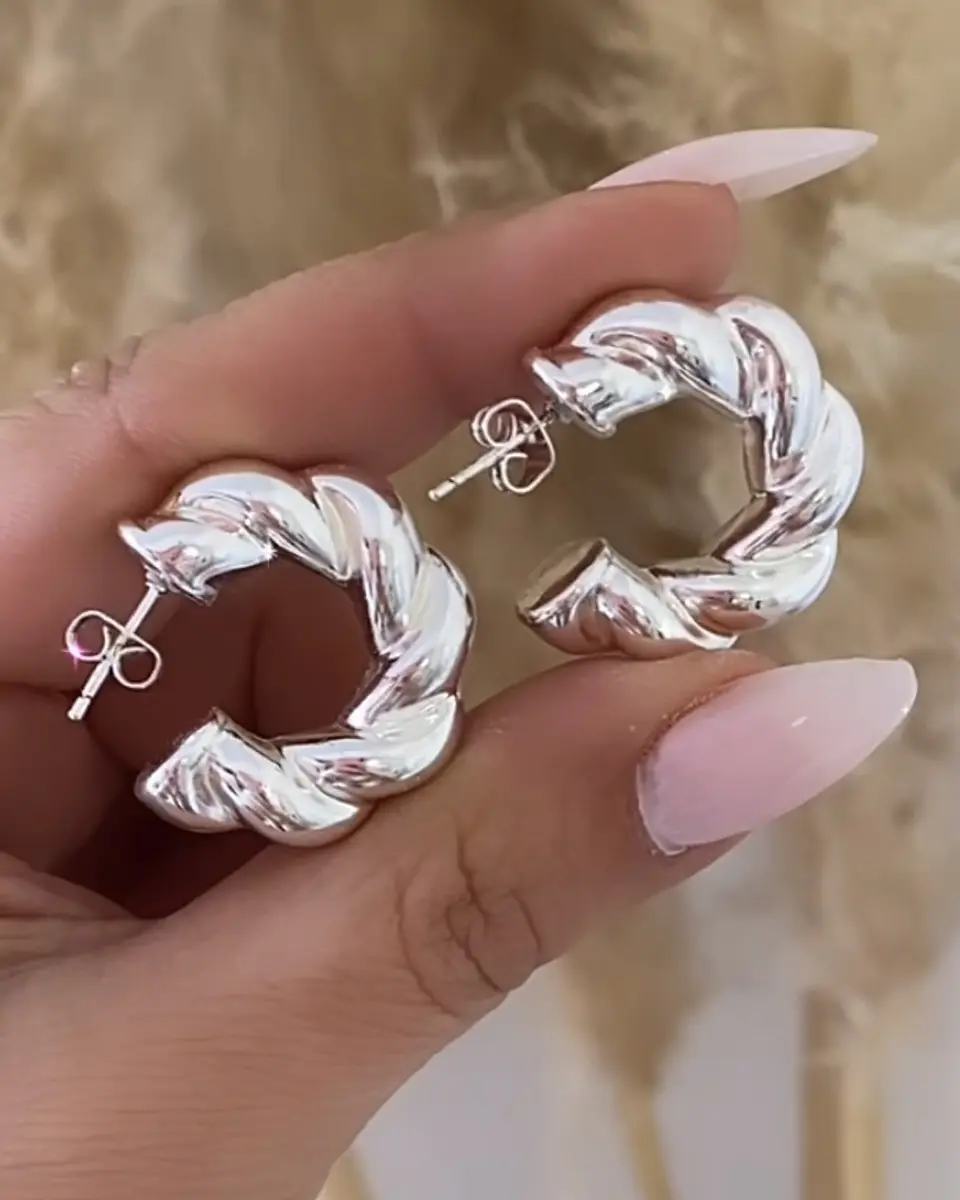 Aros Argolla Turbillon Gruesa Silver 1
