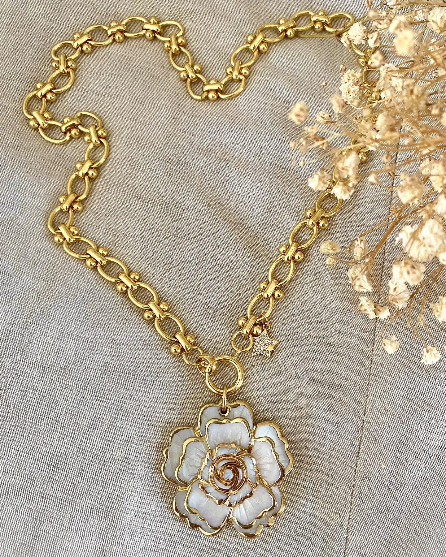 Collar Maxi Camelia Eslabones mixtos grandes Gold 5