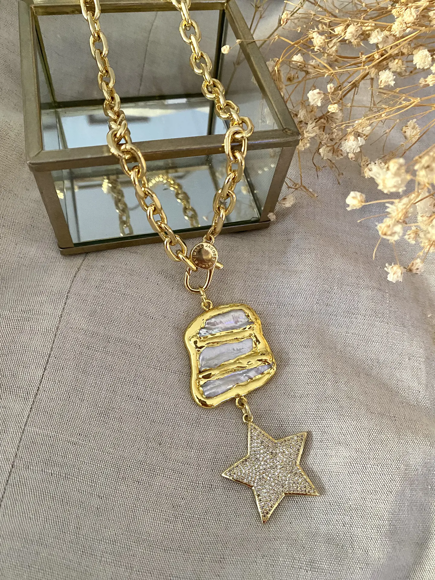 Collar Placa Nácar Oro y Estrella Circones Gold  1