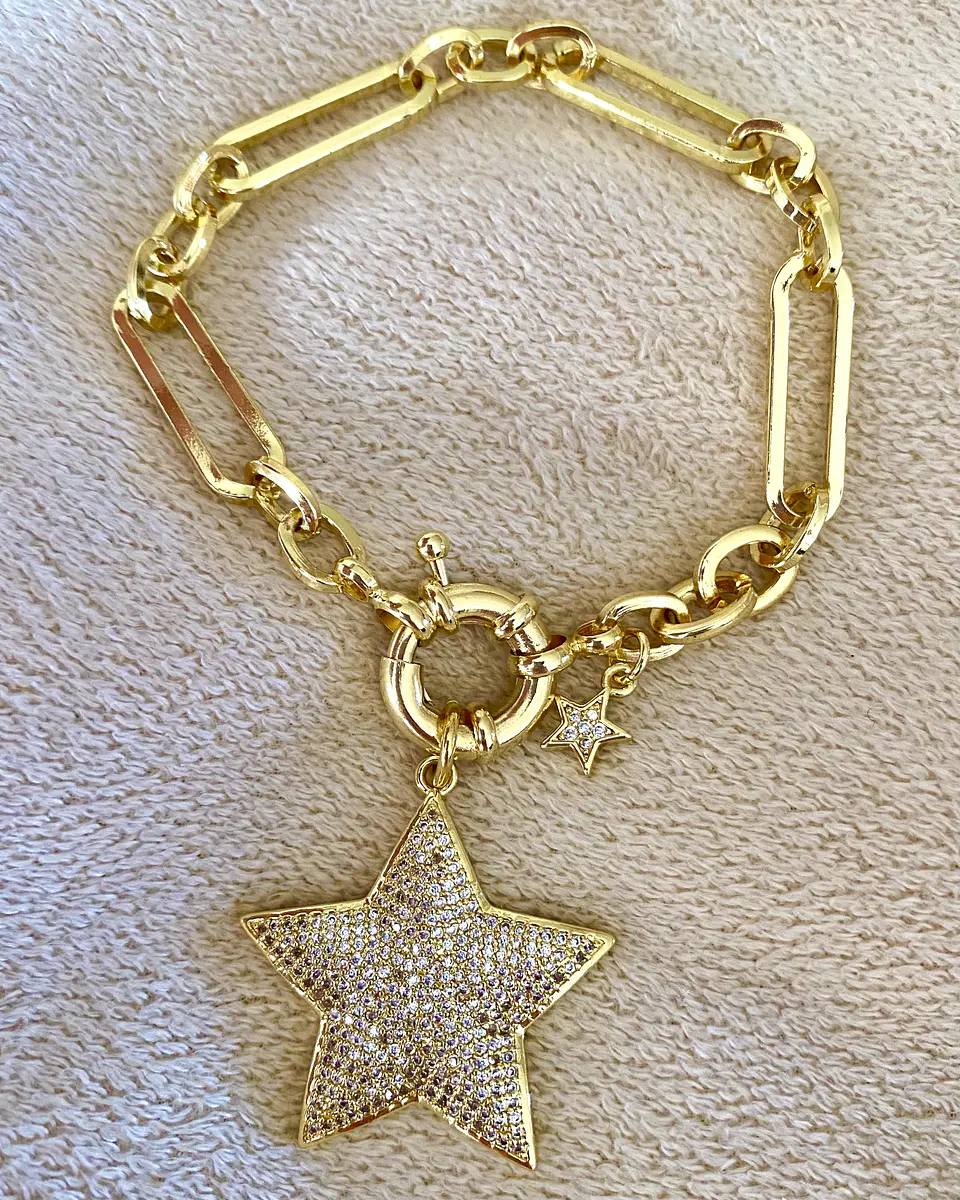 Pulsera Estrella Circones punto de luz gold 4